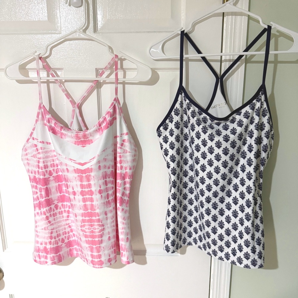Smith & Quinn Womens XL Active Tank Top Set 2 Shelf Bra Tie Dye‎ Floral T-Back